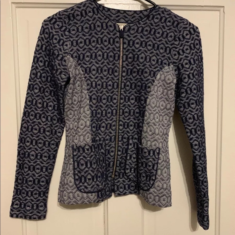 ROSIE NEIRA Anthropologie Geo ZIP Jacket Navy XS b